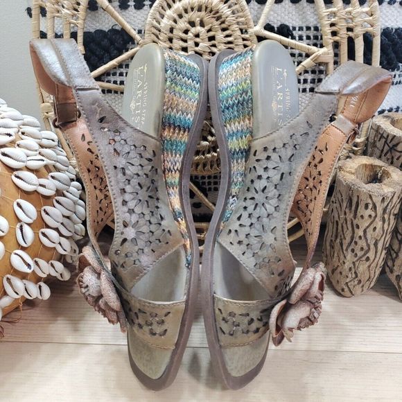 NWOB L'Artiste Suzietta Slingback Sandal Weave Basket Wedge Leather Boho 8.5/39 - Picture 4 of 12